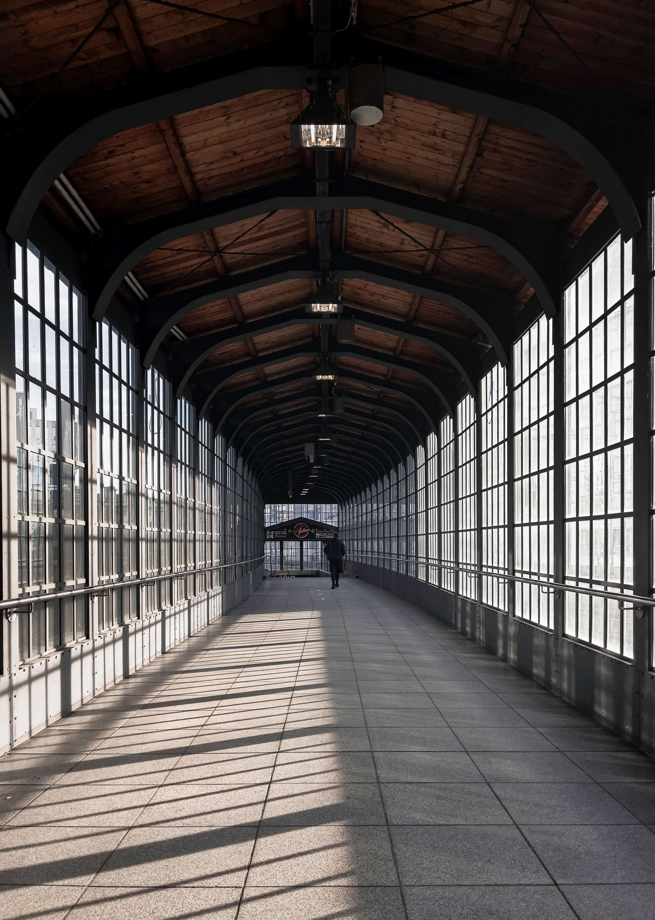 photo of tunnel with morning light in windows